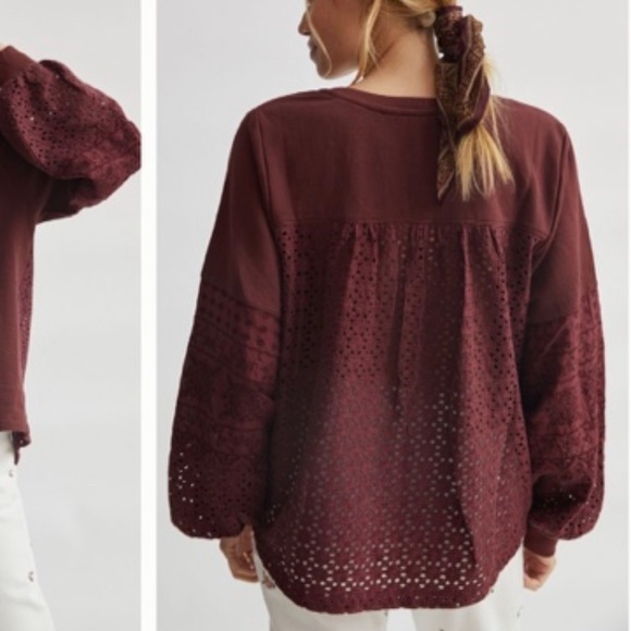 Anthropologie NWT Eyelet Sweatshirt Size XS. ***Coming soon*** - Picture 3 of 10